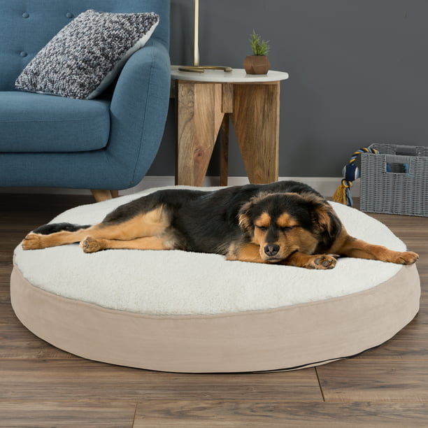 Medium Round 30 Inch Pet Dog Bed Memory Foam Pillow Top Reversible 5 Inch High
